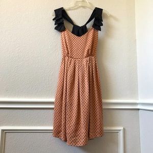 Hagel Black & Salmon Polka Dot Fit & Flare Dress S